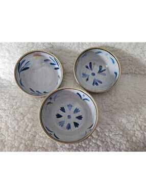 (Set of 3) New Food Network Rice Bowls Hand Painted Speckled Multicolor 5" Wide